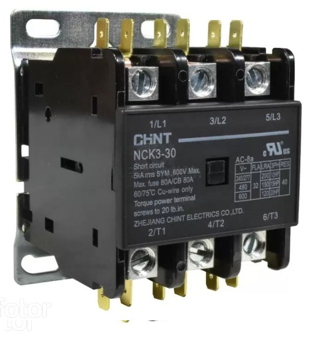 Contactor Chint Para Aire Acondicionado 3x30A - Bobina 230VAC NCK3 - 30/3