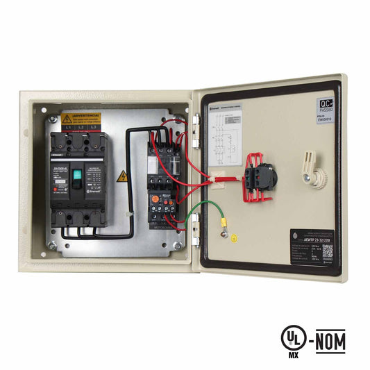 Arrancador Directo Con Breaker Totalizador Termomagnético ENERWELL l 63 - 80Amp l 440VAC l Metálico l IP-54 l Mod. AEWTP-I