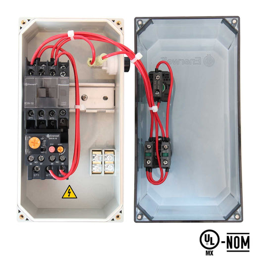 Arrancador Directo - Manual / Automático, con interruptor neumatico ENERWELL l Trifásico l 9 - 13Amp l 220VAC l Plastico l IP-65 l Mod. AEWTP-S