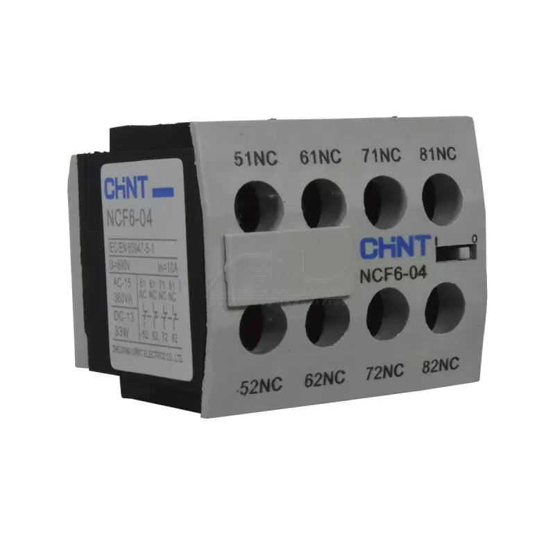 Bloque de Contacto Para Mini Contactor Auxiliar Chint (NC06) 4NC - NCF6-04