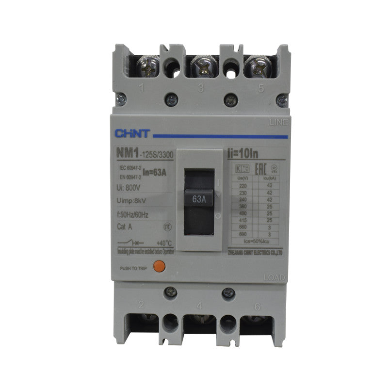 Breaker Totalizador Termomagnético l 3 Polos l 63A l 25KA / 42KA l NM1-125S l CHINT