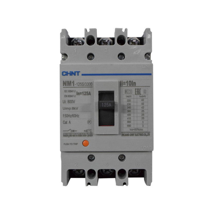 Breaker Totalizador Termomagnético l 3 Polos l 125A l 25KA / 42KA l NM1-125S l CHINT