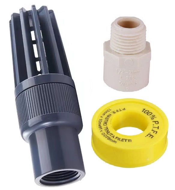 Válvula De Pie - Cheque De Fondo De PVC 3/4" + Adaptador Macho