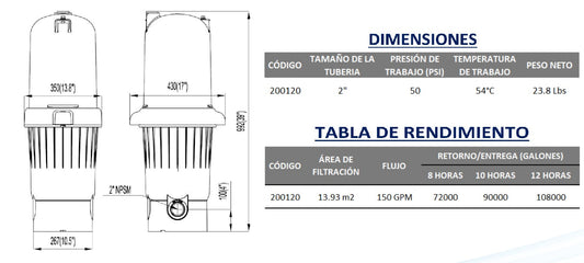 Filtro De Cartucho Para Piscina Y Jacuzzi 150GPM - MAAAX FILTER
