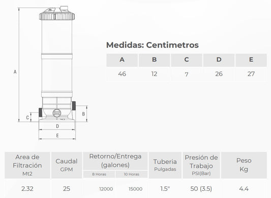 Filtro De Cartucho Para Piscina Y Jacuzzi 25GPM - MAAAX FILTER
