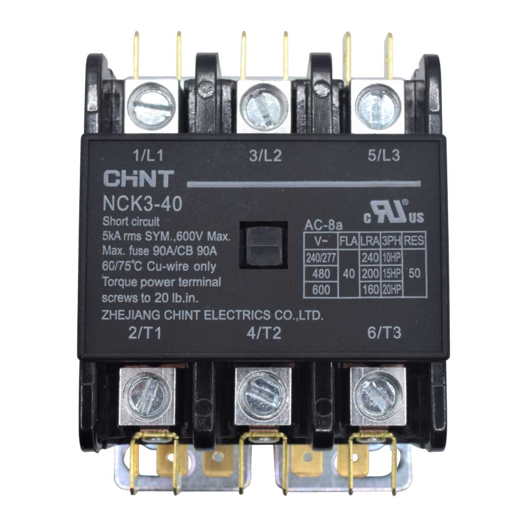 Contactor Chint Para Aire Acondicionado 3x40A - Bobina 24VAC NCK3 - 40/3