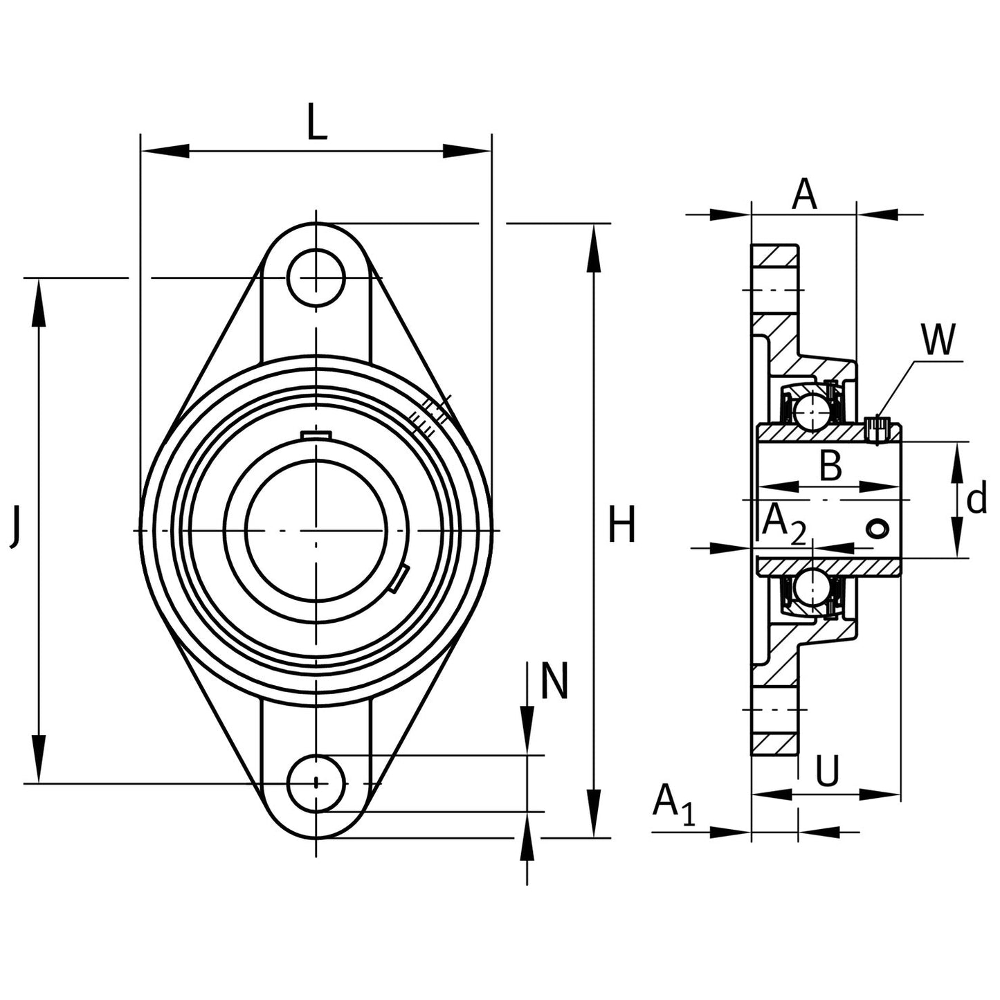 Chumacera de Flanche 2H UCFL207-23 l 1-7/16"