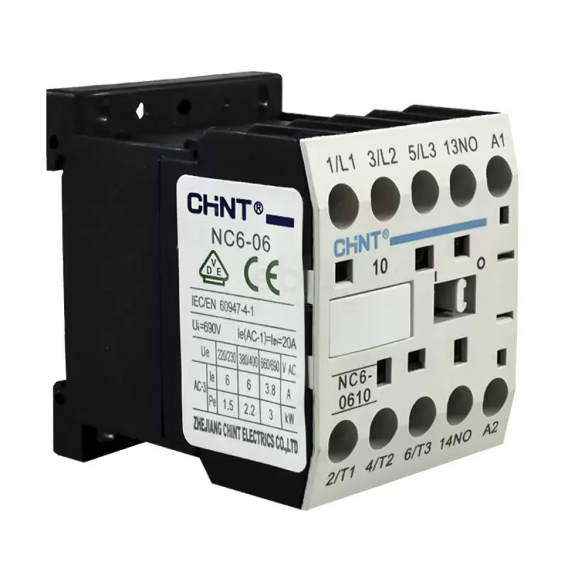 Mini Contactor Auxiliar CHINT 6A AC3 220VAC 3NA+1NA - NC6-0610