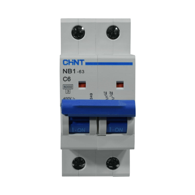 Mini Breaker Termomagnético Riel l 2 Polos l 6A l 6KA l NB1-63 2P C6 6KA l CHINT