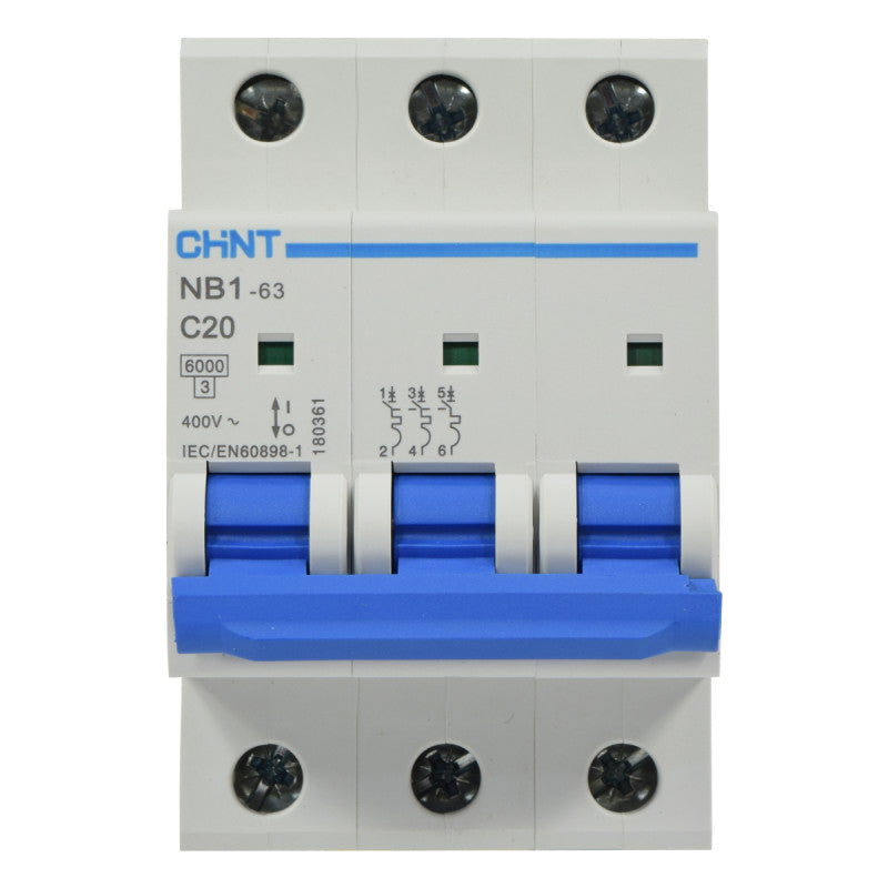 Mini Breaker Termomagnético Riel l 3 Polos l 20A l 6KA l NB1-63 3P C20 6KA l CHINT