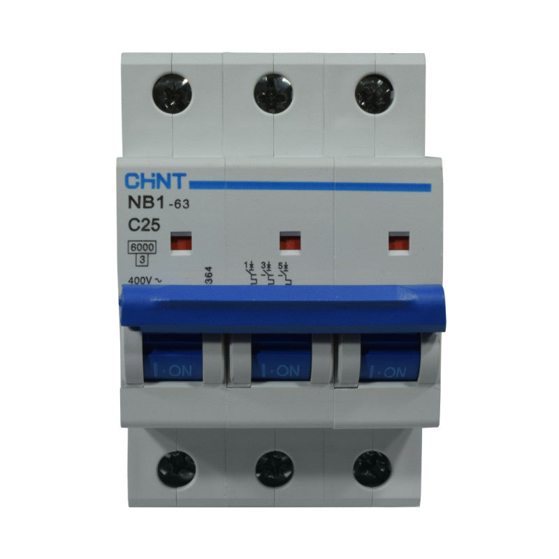 Mini Breaker Termomagnético Riel l 3 Polos l 25A l 6KA l NB1-63 3P C25 6KA l CHINT