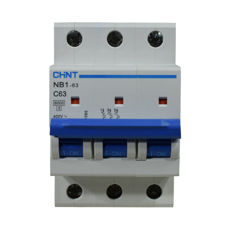 Mini Breaker Termomagnético Riel l 3 Polos l 63A l 6KA l NB1-63 3P C63 6KA l CHINT