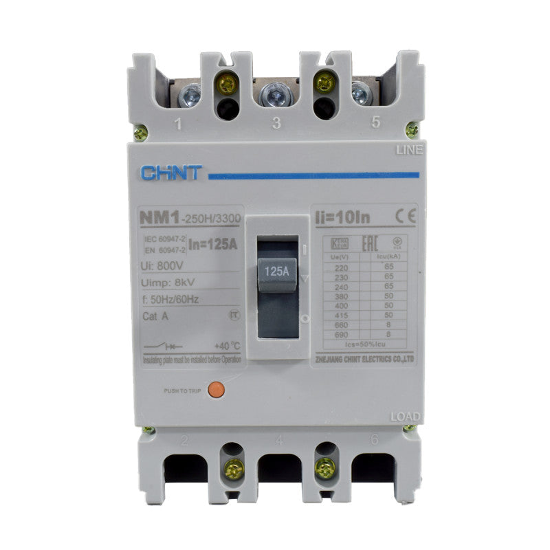 Breaker Totalizador Termomagnético l 3 Polos l 125A l 50KA / 65KA l NM1-250H l CHINT