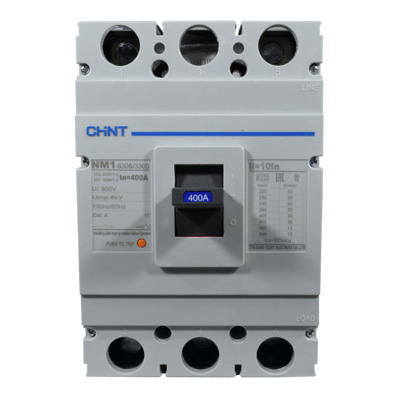 Breaker Totalizador Termomagnético l 3 Polos l 400A l 35KA / 50KA l NM1-630S l CHINT
