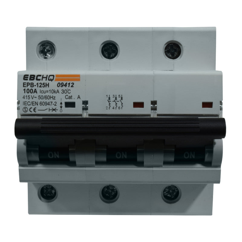 Mini Breaker Termomagnético Riel l 3 Polos l 100A l 10KA l EPB125H/3-C100 l EBCHQ