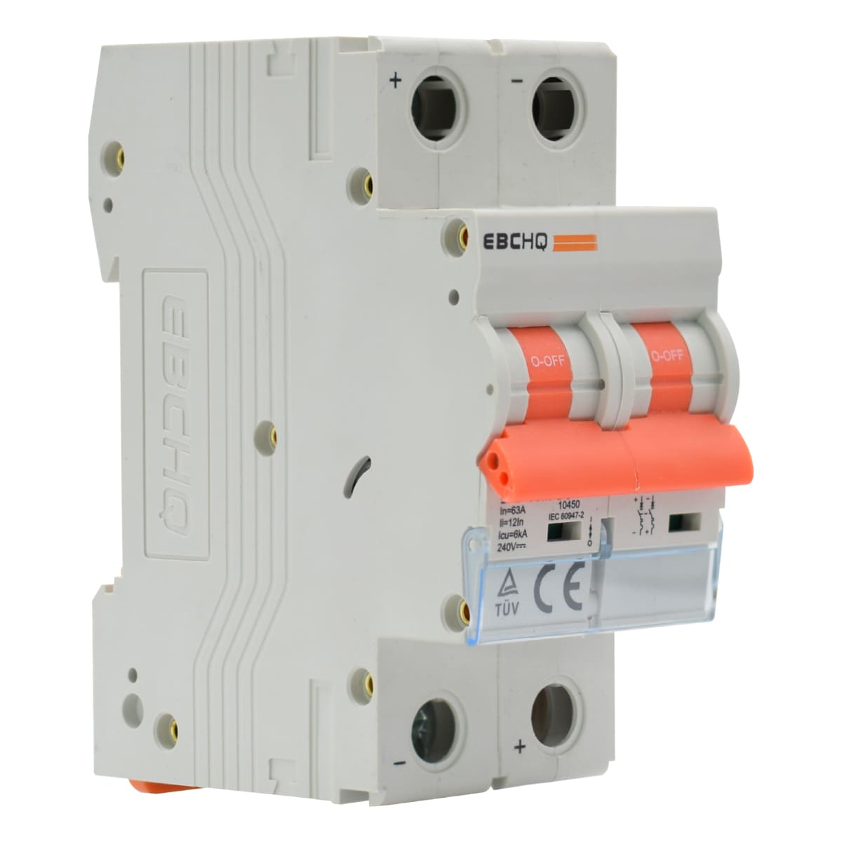 Mini Breaker Termomagnético Riel Corriente Directa l 2 Polos l 63A l 6KA l EPB-63M/2-DC63 l EBCHQ