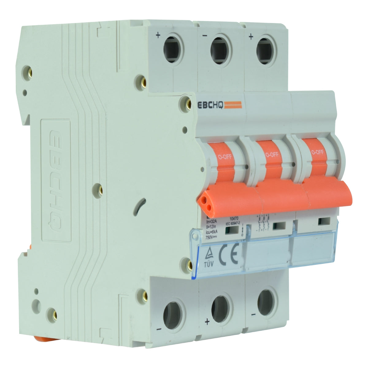 Mini Breaker Termomagnético Riel Corriente Directa l 3 Polos l 32A l 6KA l EPB-63M/3-DC32 l EBCHQ
