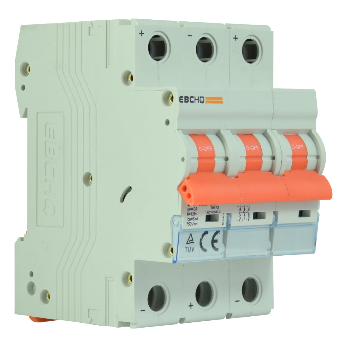 Mini Breaker Termomagnético Riel Corriente Directa l 3 Polos l 40A l 6KA l EPB-63M/3-DC40 l EBCHQ