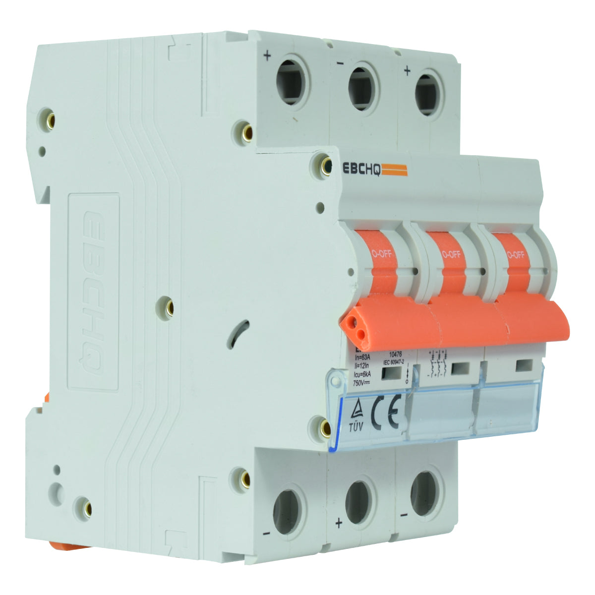 Mini Breaker Termomagnético Riel Corriente Directa l 3 Polos l 63A l 6KA l EPB-63M/3-DC63 l EBCHQ