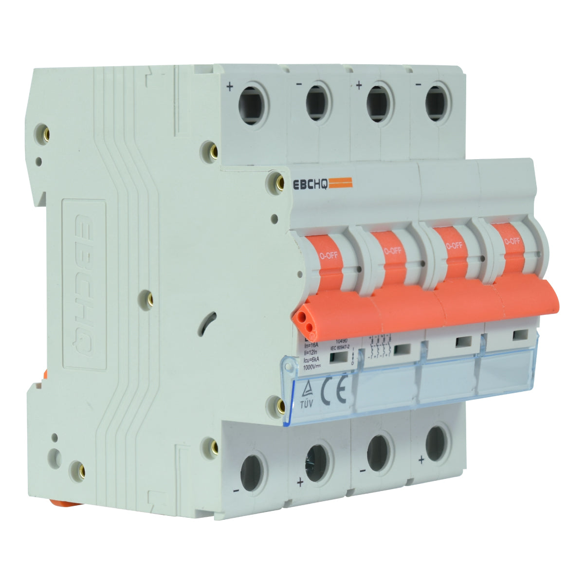 Mini Breaker Termomagnético Riel Corriente Directa l 4 Polos l 16A l 6KA l EPB-63M/4-DC16 l EBCHQ