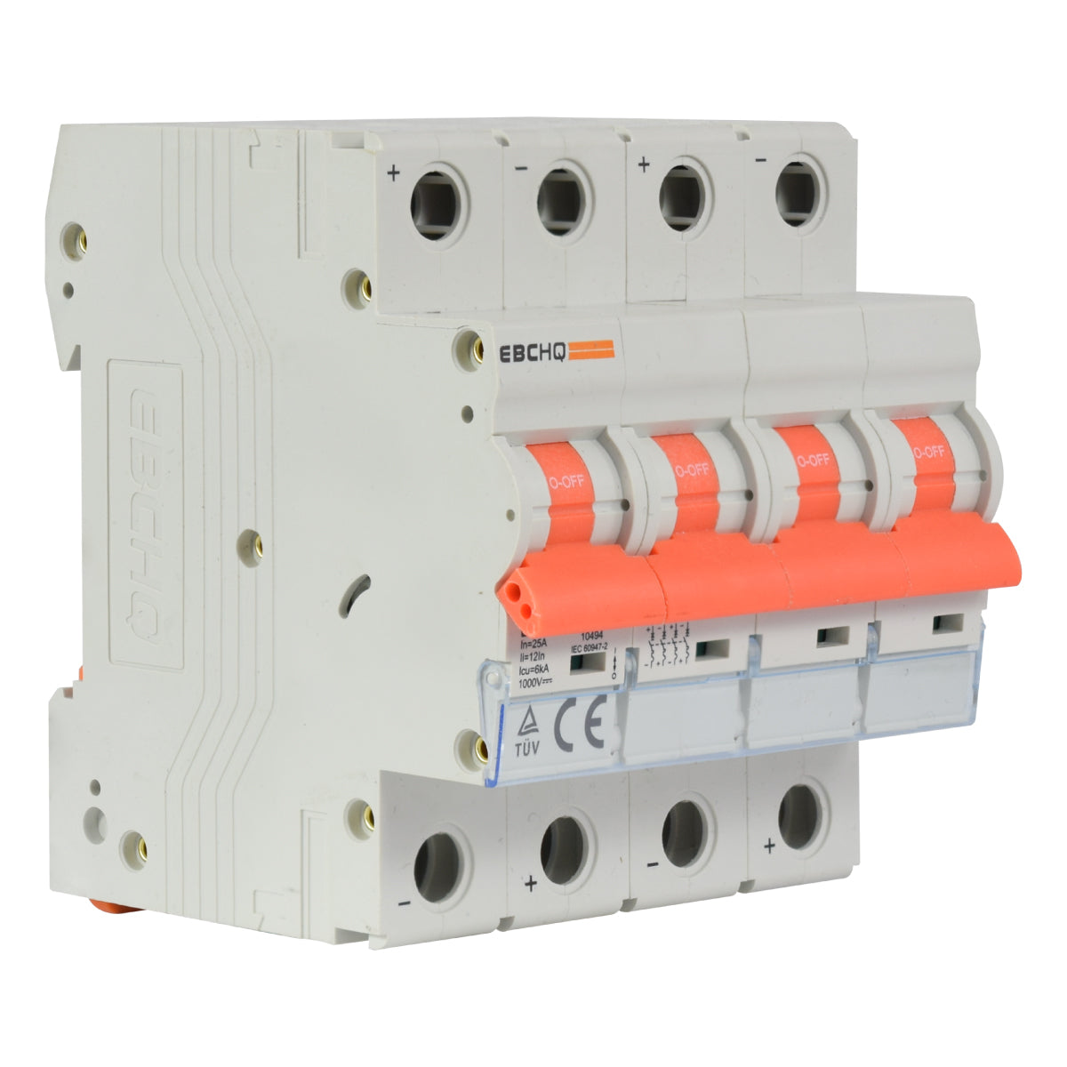 Mini Breaker Termomagnético Riel Corriente Directa l 4 Polos l 25A l 6KA l EPB-63M/4-DC25 l EBCHQ