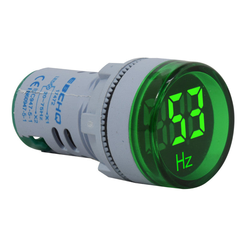 Luz Piloto Indicador Redondo l Frecuencia l 22mm l 100-240VAC l Rango de 20-75Hz l Verde