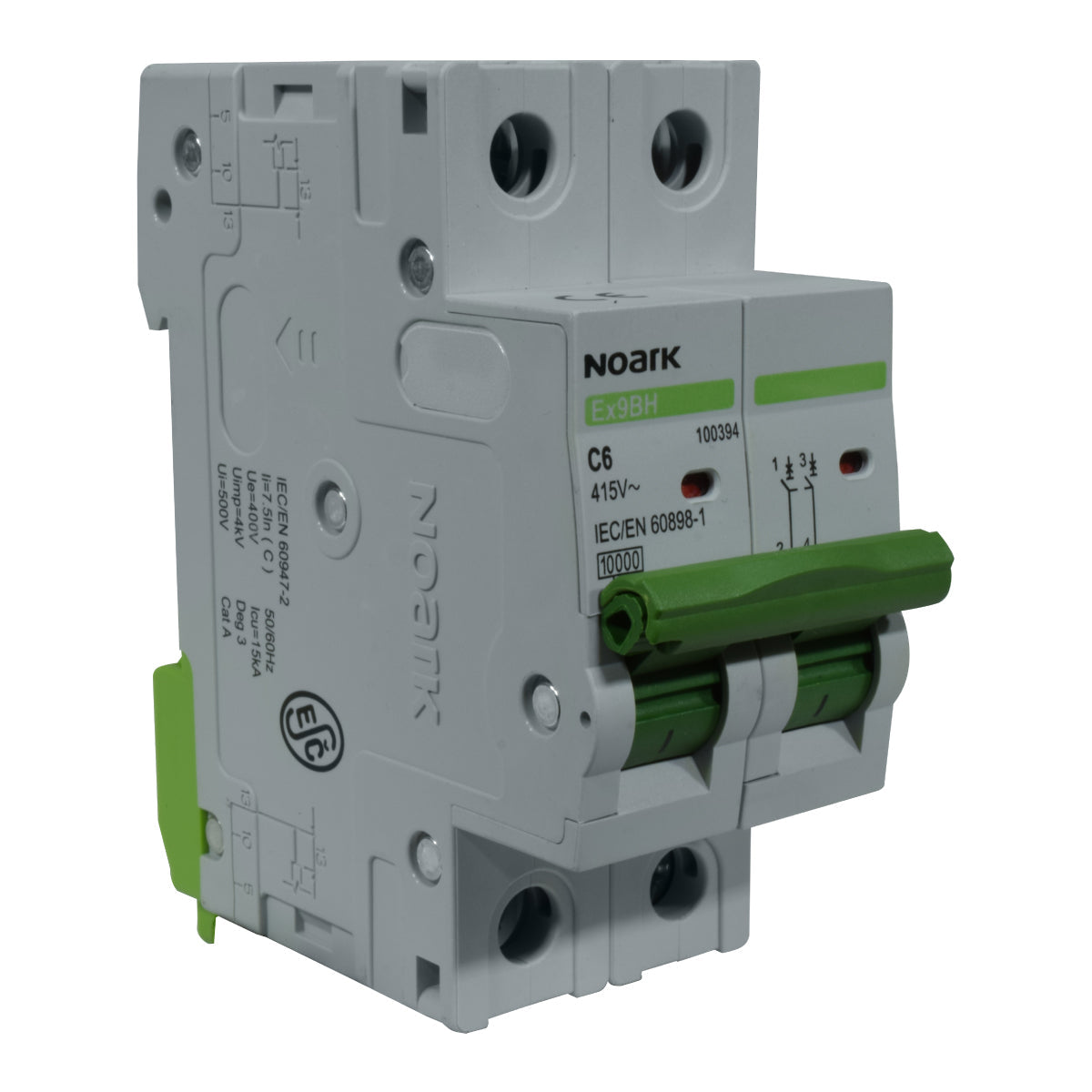 Mini Breaker Termomagnético Riel l 2 Polos l 6A l 10KA l Ex9BH 2P C6 l NOARK