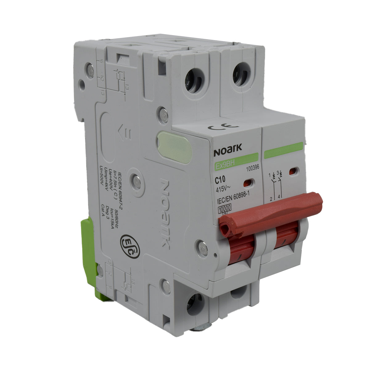 Mini Breaker Termomagnético Riel l 2 Polos l 10A l 10KA l Ex9BH 2P C10 l NOARK