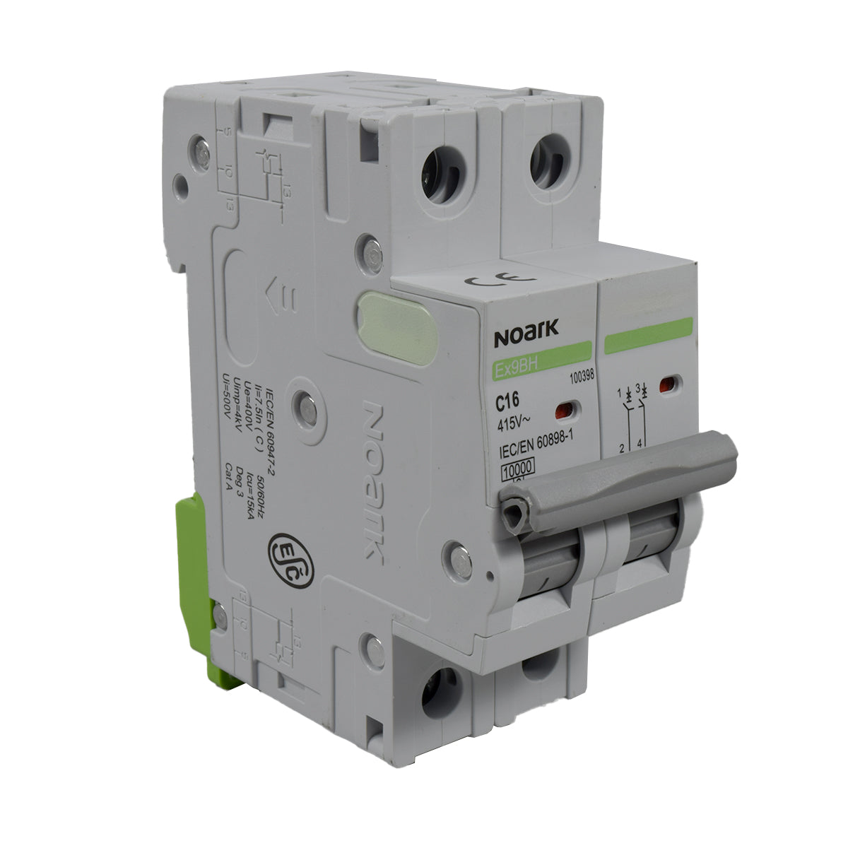 Mini Breaker Termomagnético Riel l 2 Polos l 16A l 10KA l Ex9BH 2P C16 l NOARK