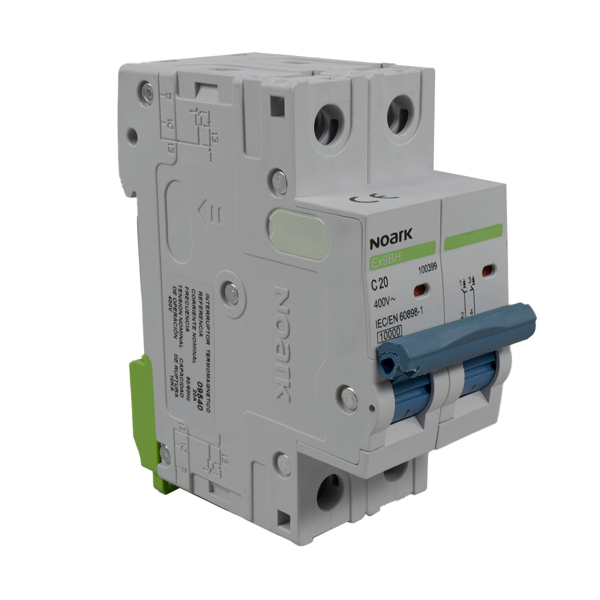 Mini Breaker Termomagnético Riel l 2 Polos l 20A l 10KA l Ex9BH 2P C20 l NOARK