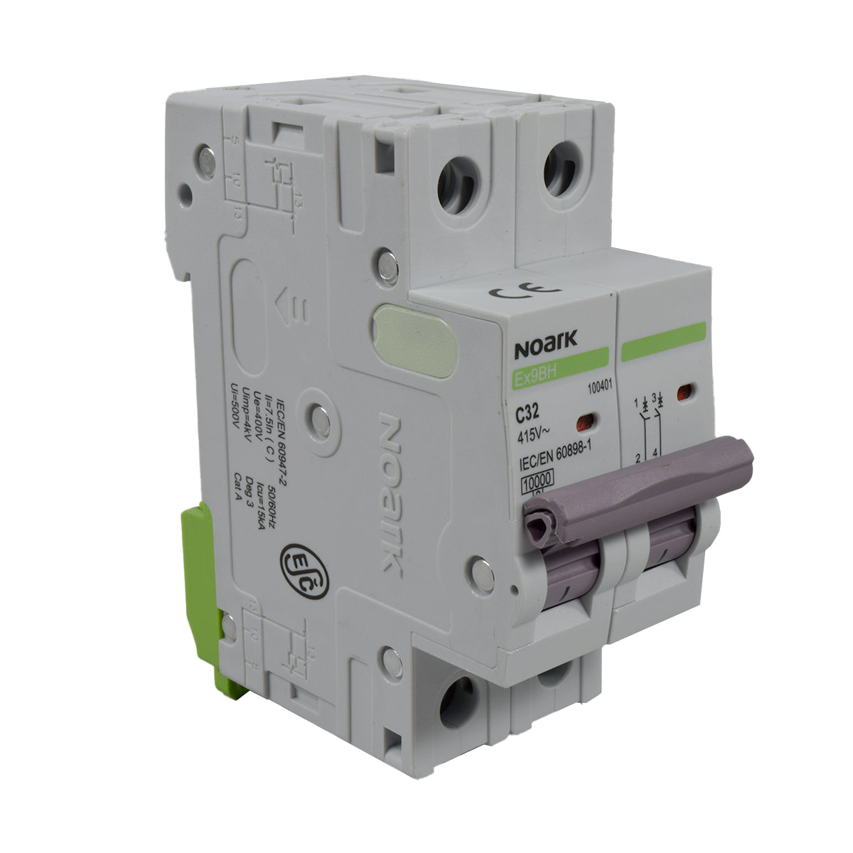 Mini Breaker Termomagnético Riel l 2 Polos l 32A l 10KA l Ex9BH 2P C32 l NOARK