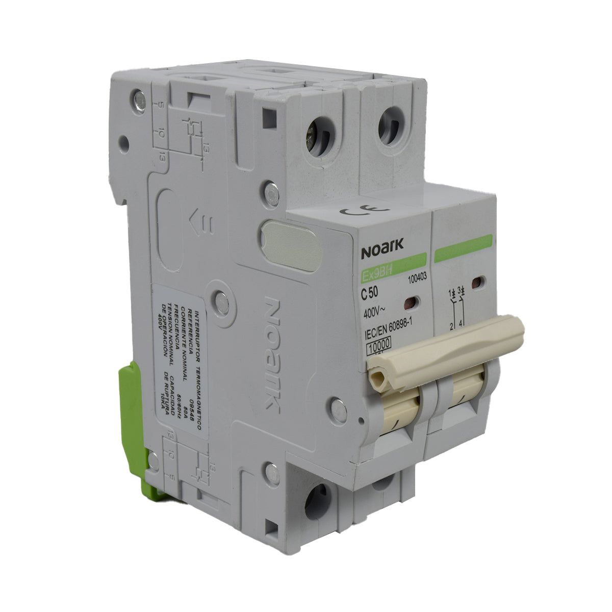 Mini Breaker Termomagnético Riel l 2 Polos l 50A l 10KA l Ex9BH 2P C50 l NOARK