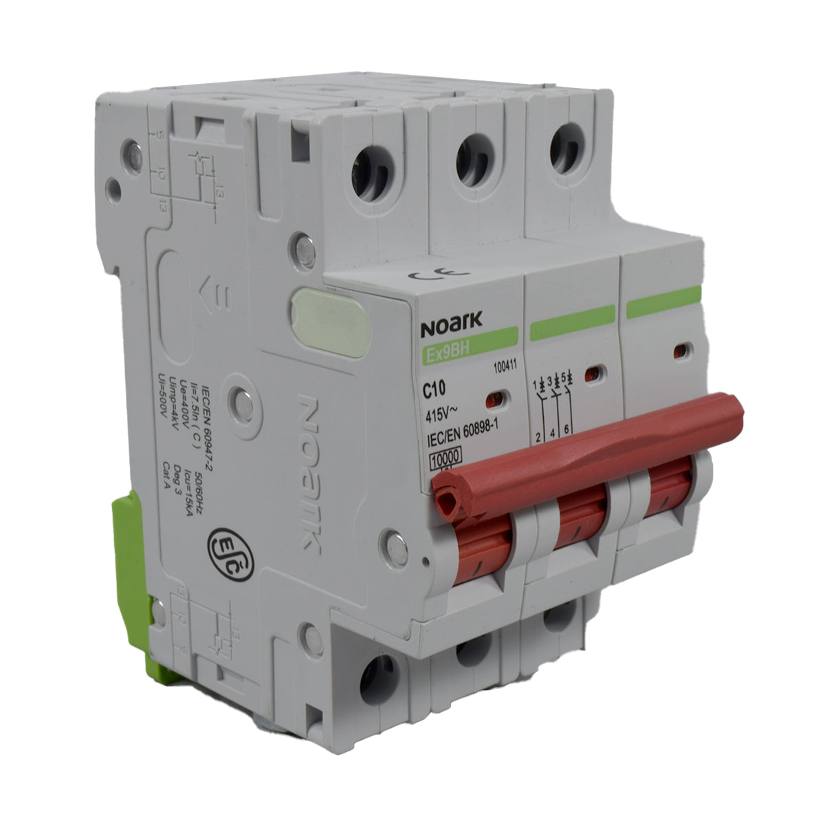Mini Breaker Termomagnético Riel l 3 Polos l 10A l 10KA l Ex9BH 3P C10 l NOARK