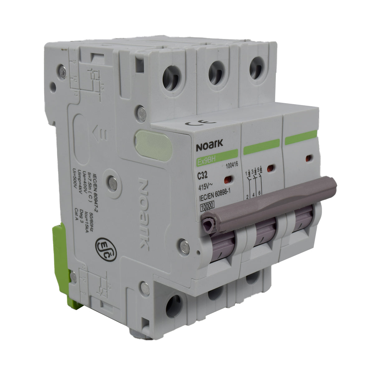 Mini Breaker Termomagnético Riel l 3 Polos l 32A l 10KA l Ex9BH 3P C32 l NOARK