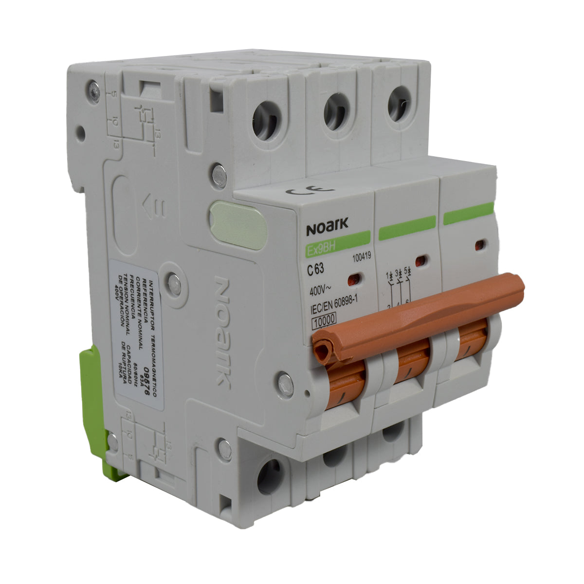 Mini Breaker Termomagnético Riel l 3 Polos l 63A l 10KA l Ex9BH 3P C63 l NOARK