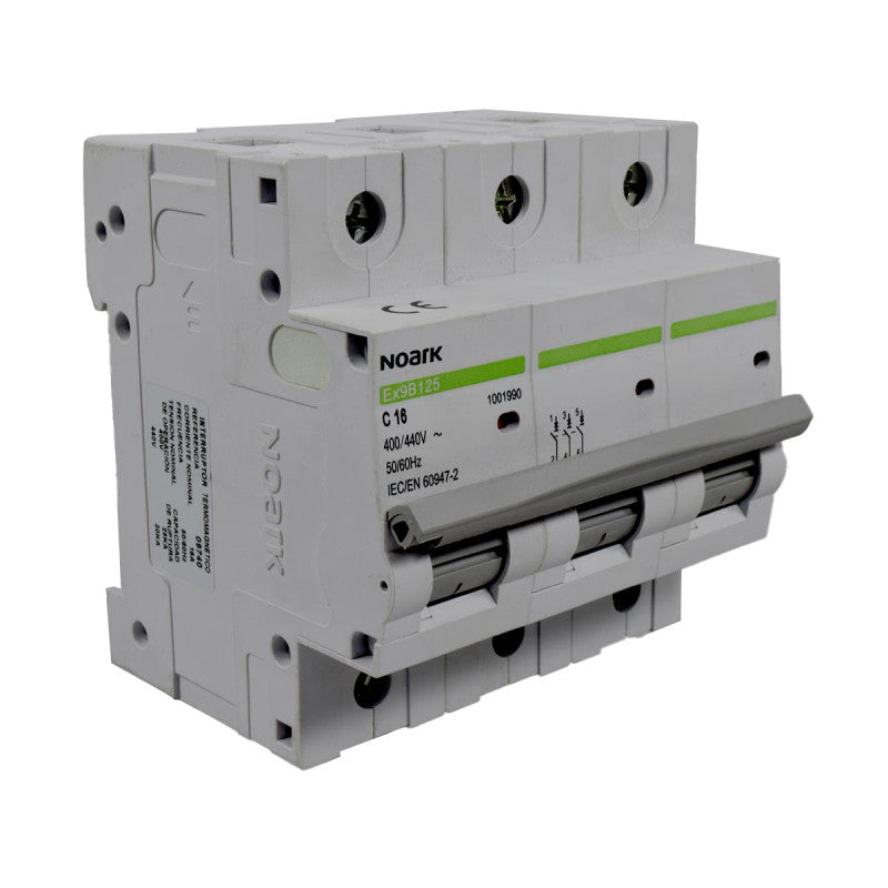 Mini Breaker Termomagnético Riel l 3 Polos l 16A l 25KA l Ex9B125 3P C16 l NOARK