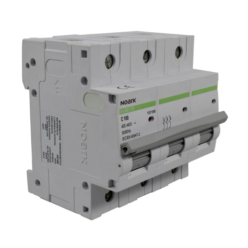 Mini Breaker Termomagnético Riel l 3 Polos l 100A l 20KA l Ex9B125 3P C100 l NOARK