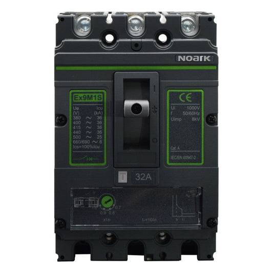 Interruptor Automático de Caja Moldeada l Breaker Totalizador Industrial Termomagnético l Ajustable l 3 Polos l 25,6 - 32A l 36KA / 50KA l Ex9M1S l NOARK
