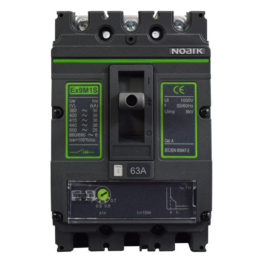 Interruptor Automático de Caja Moldeada l Breaker Totalizador Industrial Termomagnético l Ajustable l 3 Polos l 50,4 - 63A l 36KA / 50KA l Ex9M1S l NOARK