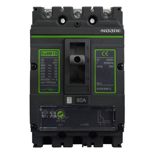 Interruptor Automático de Caja Moldeada l Breaker Totalizador Industrial Termomagnético l Ajustable l 3 Polos l 64 - 80A l 36KA / 50KA l Ex9M1S l NOARK