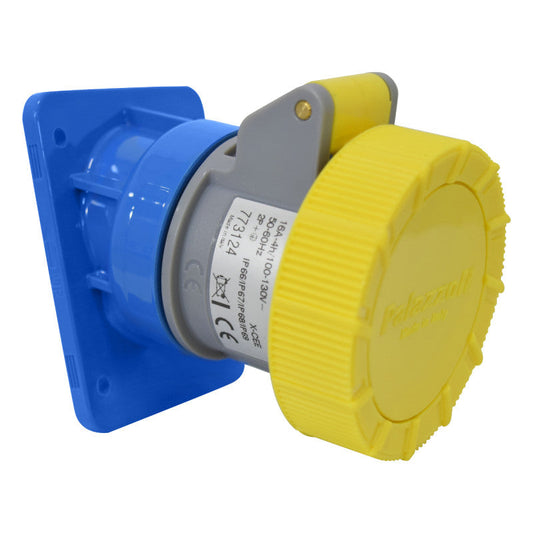 Toma Incrustar 16A 2P + T 4H IP67 110V Amarillo X-CEE PALAZZOLI