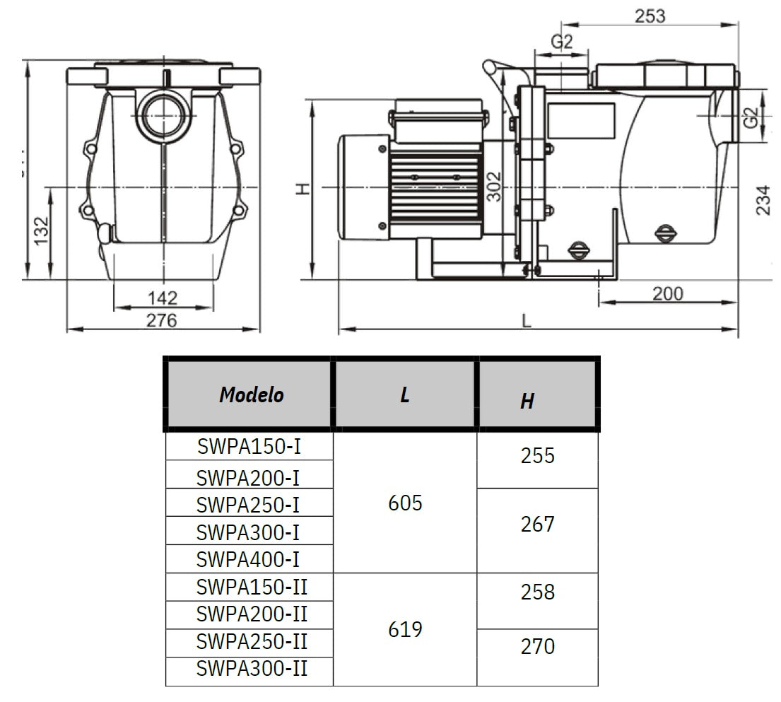 Bomba de Piscina MAAAXPUMP SWPA400 l 4 HP l 220V l 2" X 2" l 600 lpm l 23 m