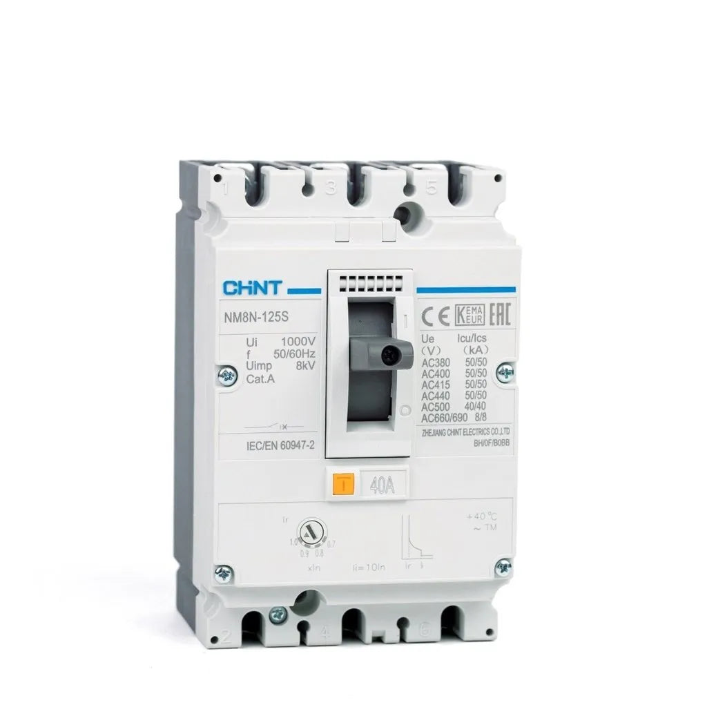 Breaker Totalizador Termomagnético Ajustable l 3 Polos l 28 - 40A l 50KA / 50KA l NM8N-125S l CHINT