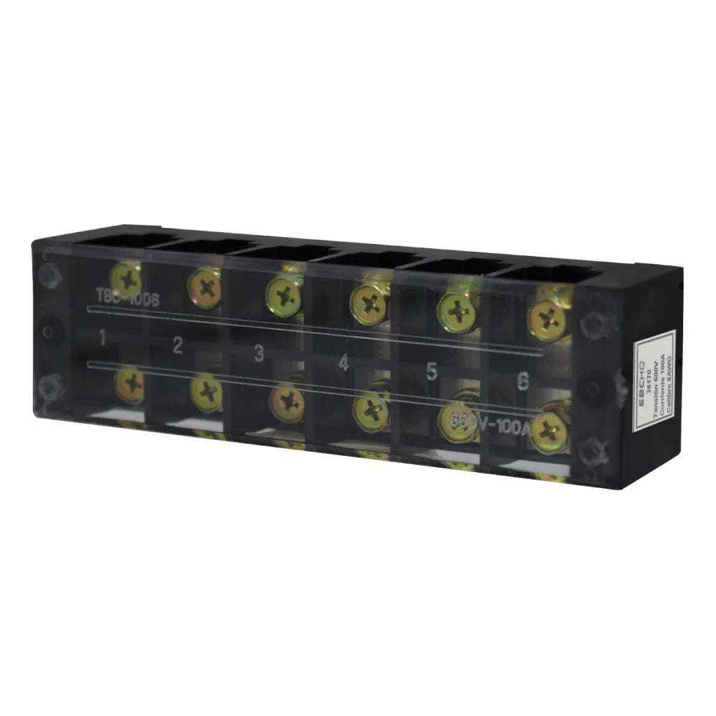 Regleta l Bornera de Conexión l Bloque de Terminales l 6 Polos l 100 A l 600 V