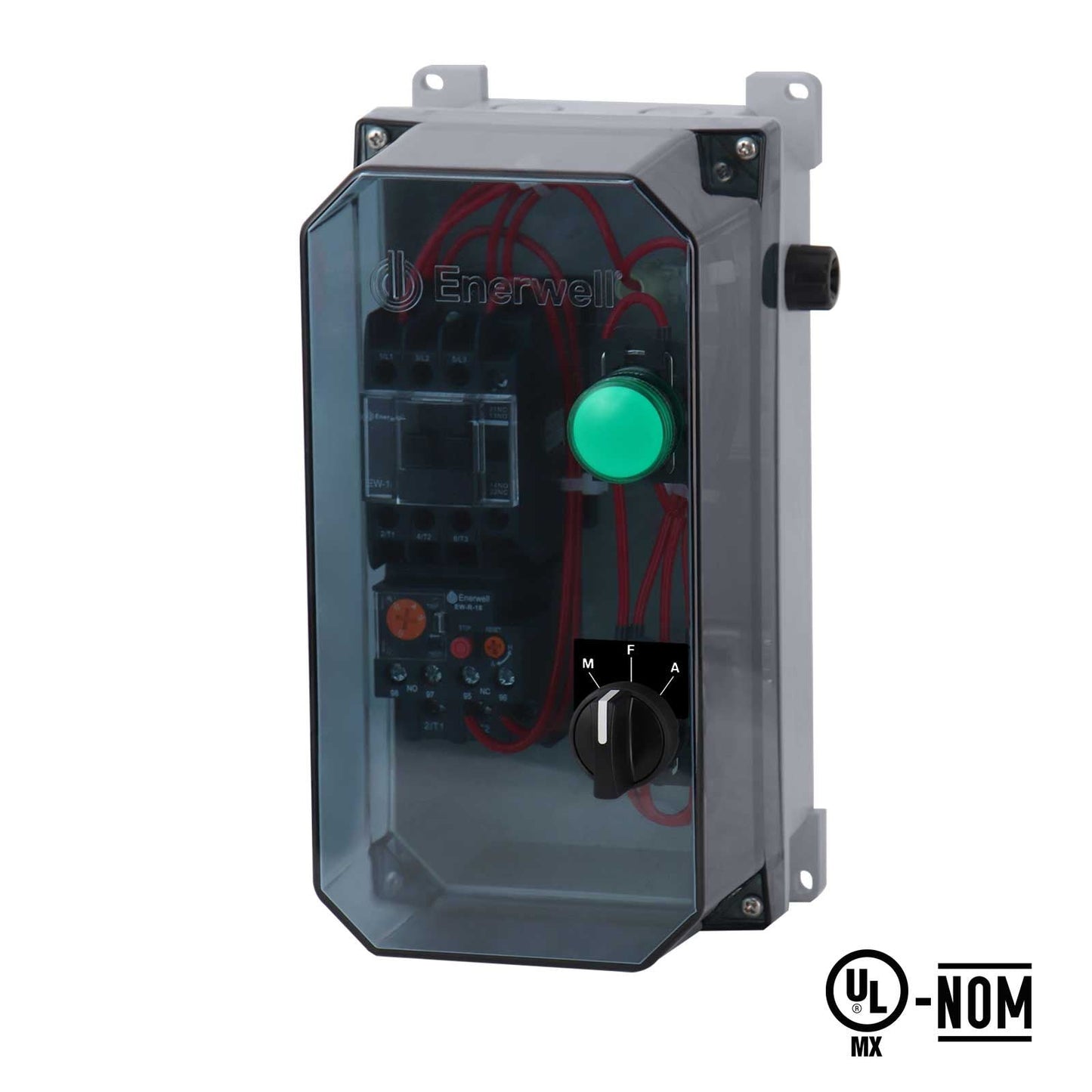 Arrancador Directo - Manual / Automático, con interruptor neumatico ENERWELL l Trifásico l 7 - 10Amp l 220VAC l Plastico l IP-65 l Mod. AEWTP-S