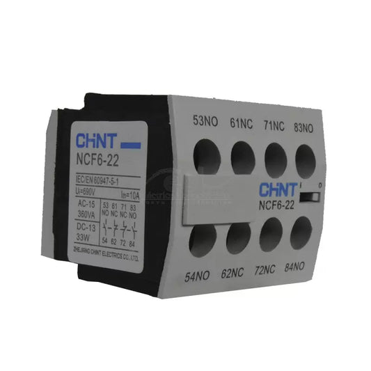Bloque de Contacto Para Mini Contactor Auxiliar Chint (NC06) 2NA+2NC - NCF6-22