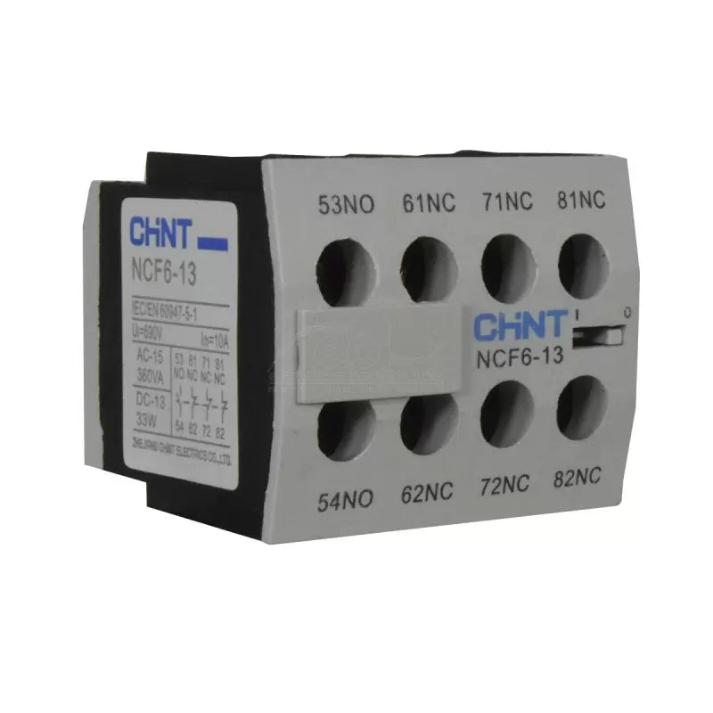 Bloque de Contacto Para Mini Contactor Auxiliar Chint (NC06) 1NA+3NC - NCF6-13