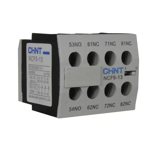Bloque de Contacto Para Mini Contactor Auxiliar Chint (NC06) 1NA+3NC - NCF6-13