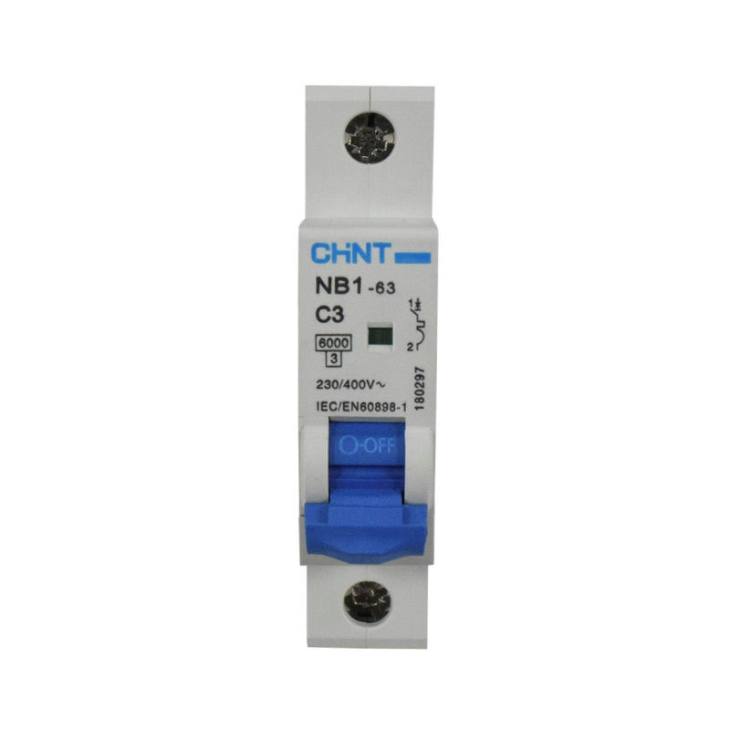 Mini Breaker Termomagnético Riel l 1 Polos l 3A l  6KA l NB1-63 1P C3 6KA l CHINT