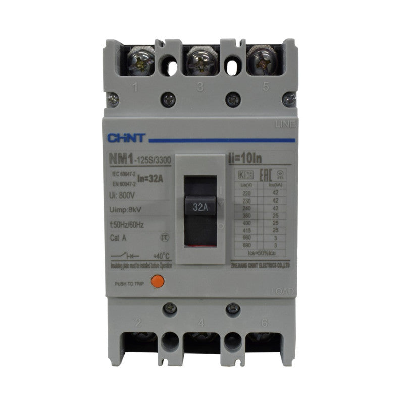 Breaker Totalizador Termomagnético l 3 Polos l 32A l 25KA / 42KA l NM1-125S l CHINT